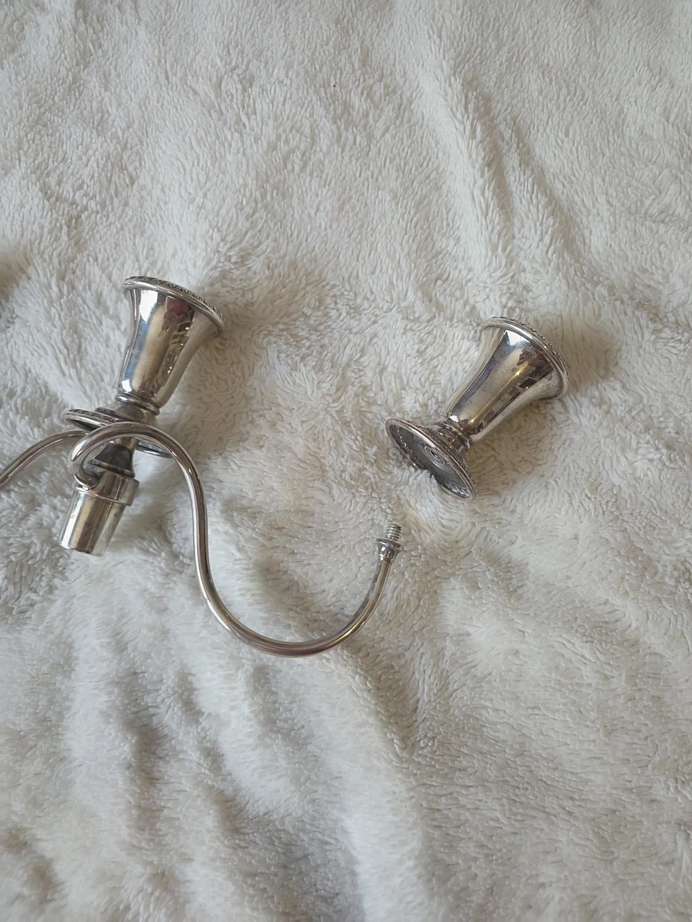 Vintage 3-Arm Silver Plated Metal Candelabra Candle Holder Extension